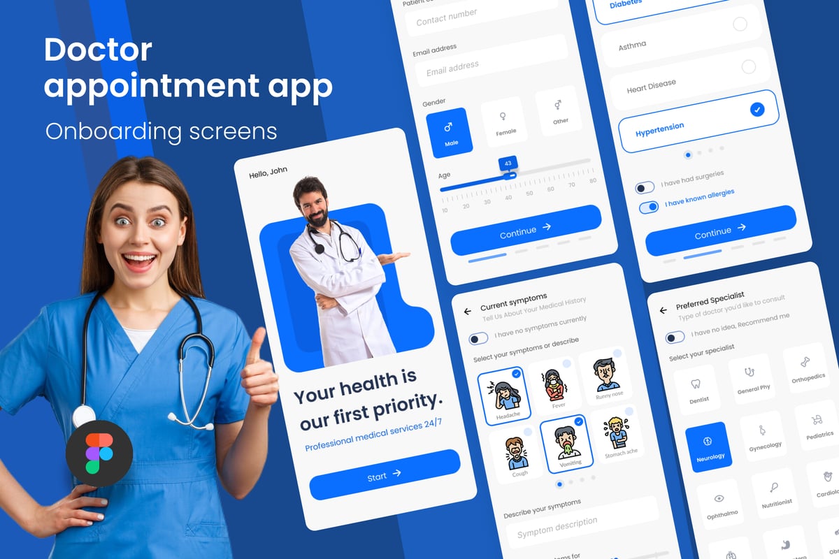 医生预约应用APP UI KIT (FIG)