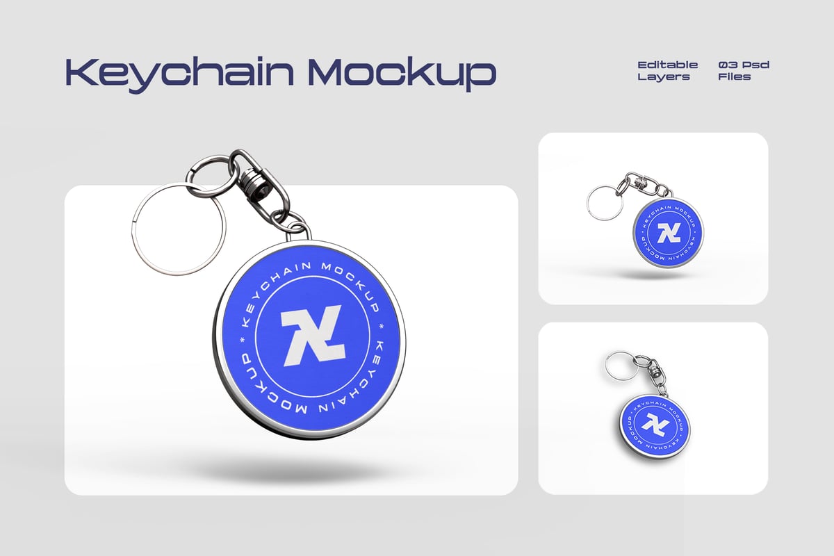 金属钥匙扣品牌模型套件样机 (PSD)