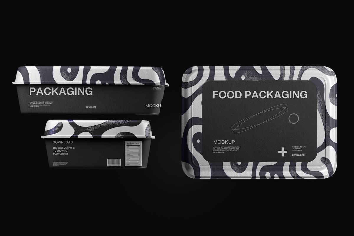 外卖食品盒包装模型样机 (PSD)