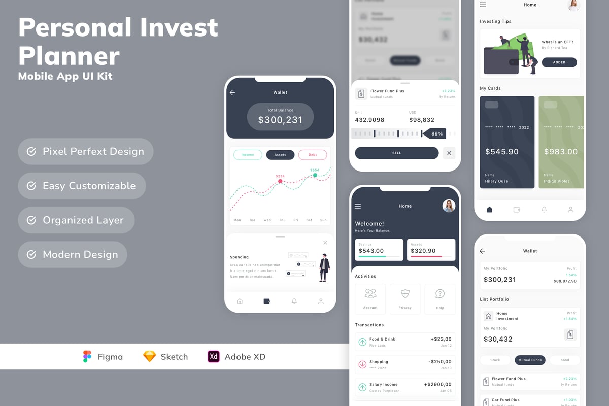个人投资计划者移动应用APP UI KIT
