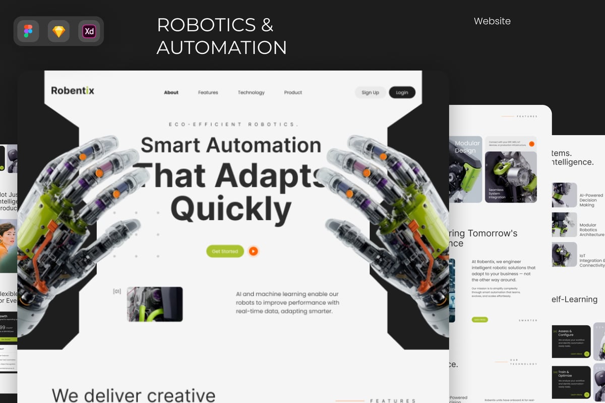 机器人&自动化网站网页Ui模板