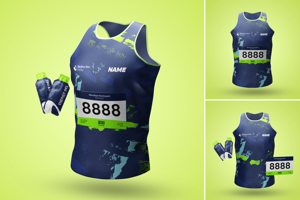 马拉松式衬衫模型样机 (PSD)