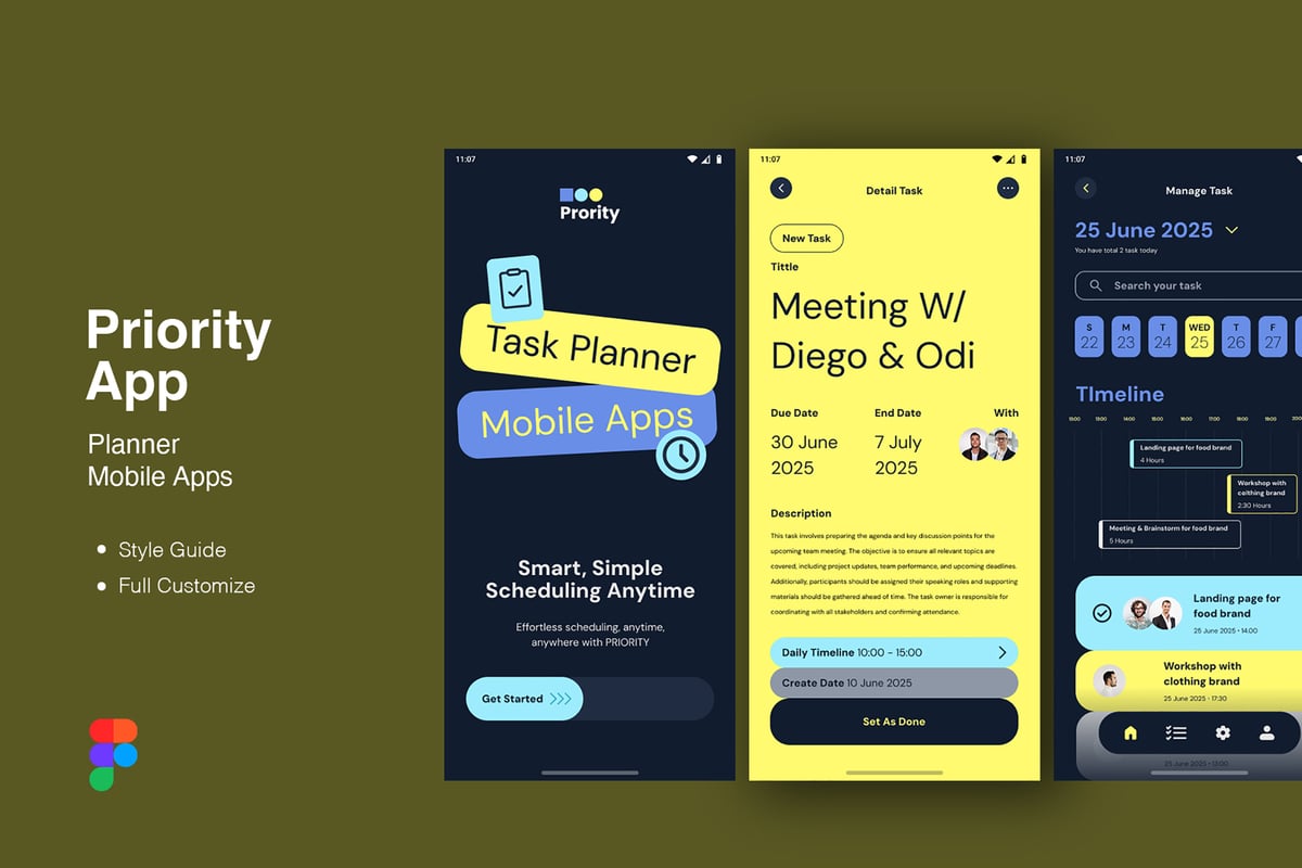 项目管理优先级管理 – 计划者移动应用APP UI KIT (FIG)