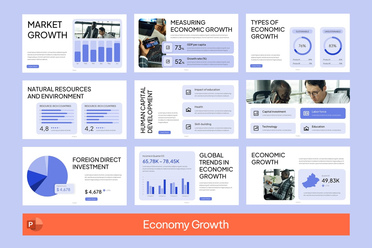 经济增长PPT模板 (PPTX)