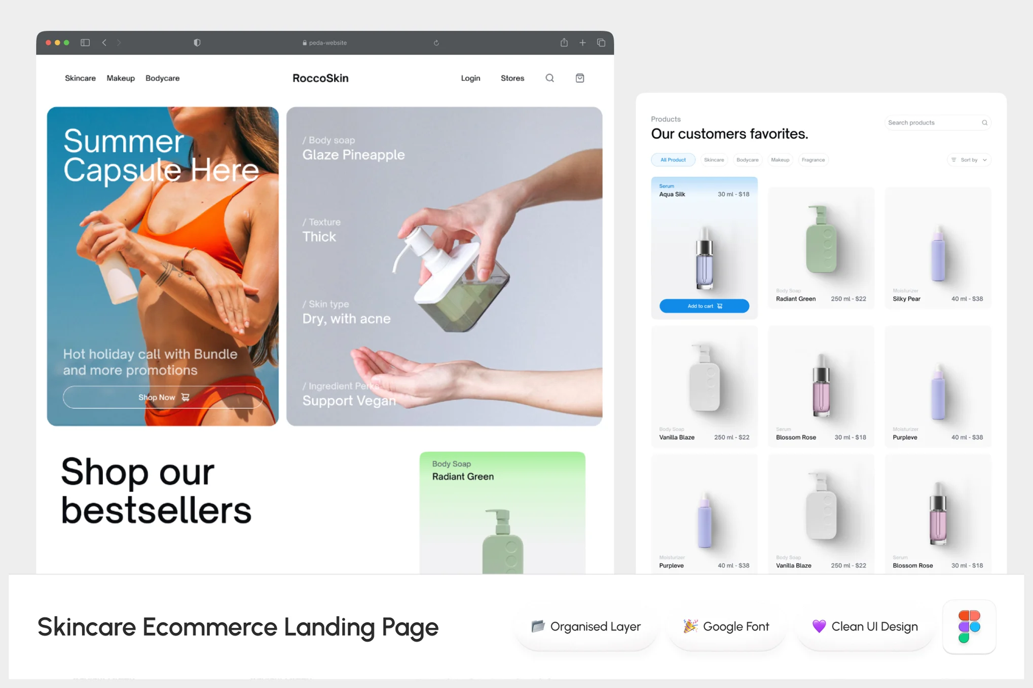 护肤电子商务着陆页网页模板 (fig)