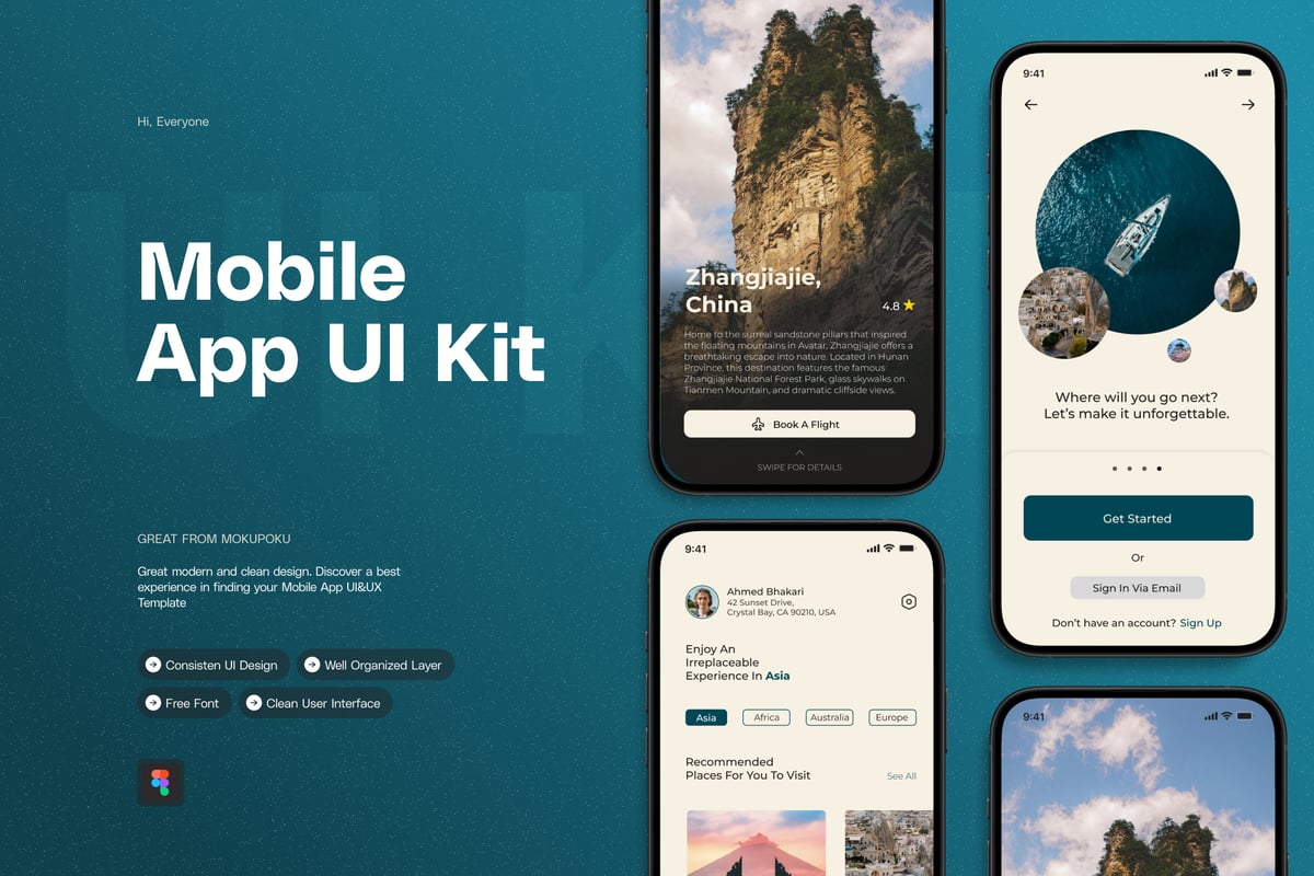 旅行移动应用APP UI KIT (FIG)