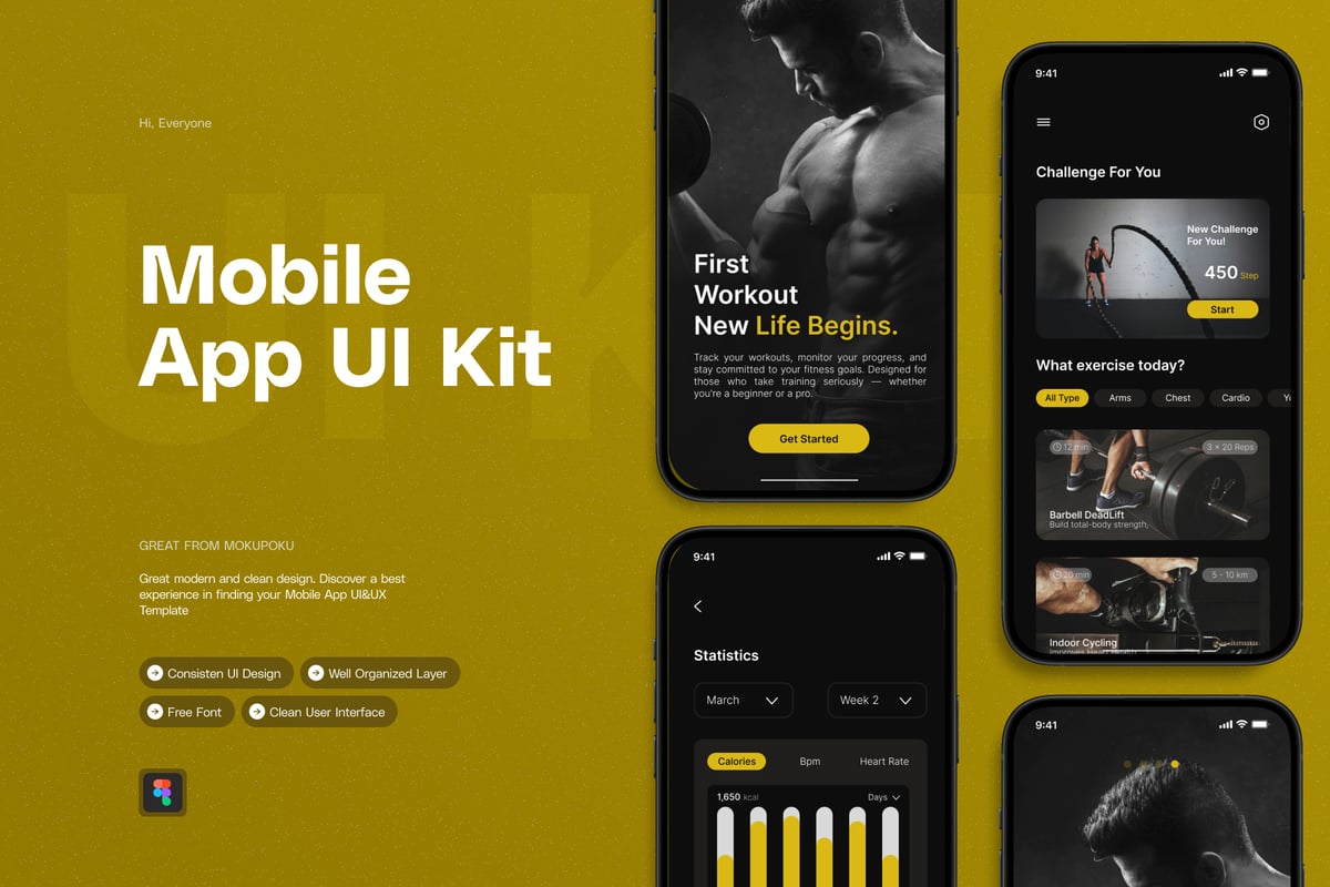 健身移动应用APP UI KIT (FIG)