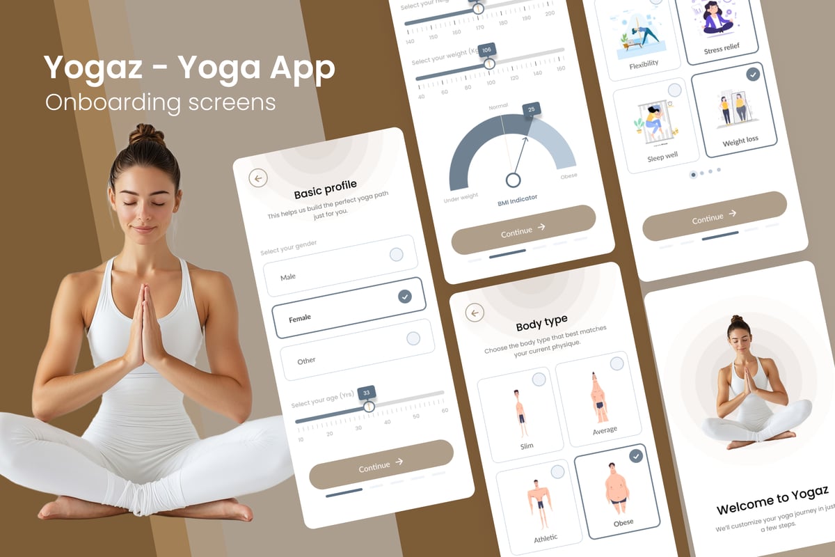 瑜伽移动应用APP UI KIT (FIG)