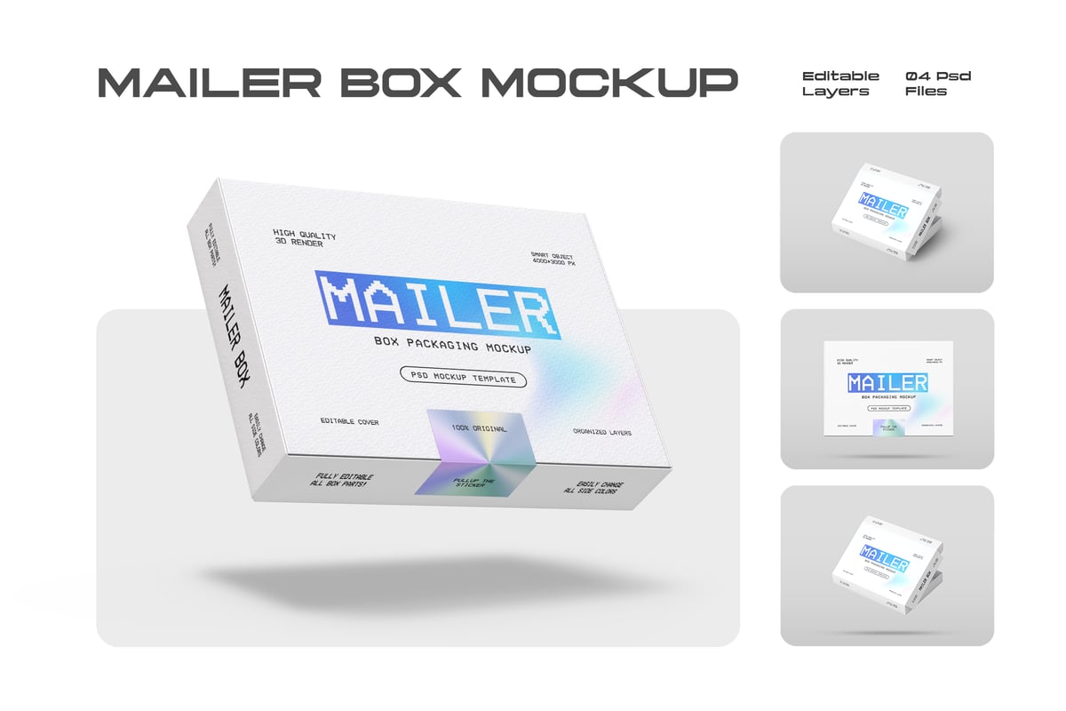 纸质邮件盒包装模型集样机 (PSD)