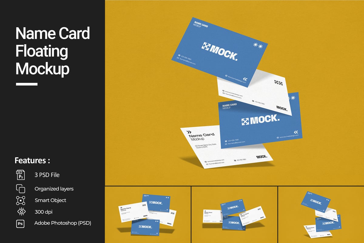 名片浮动模型样机 (PSD)