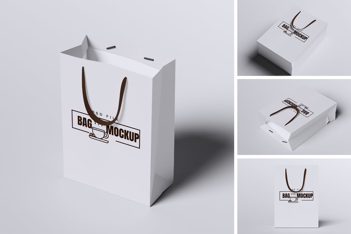 手提袋模型样机 (PSD,PDF)