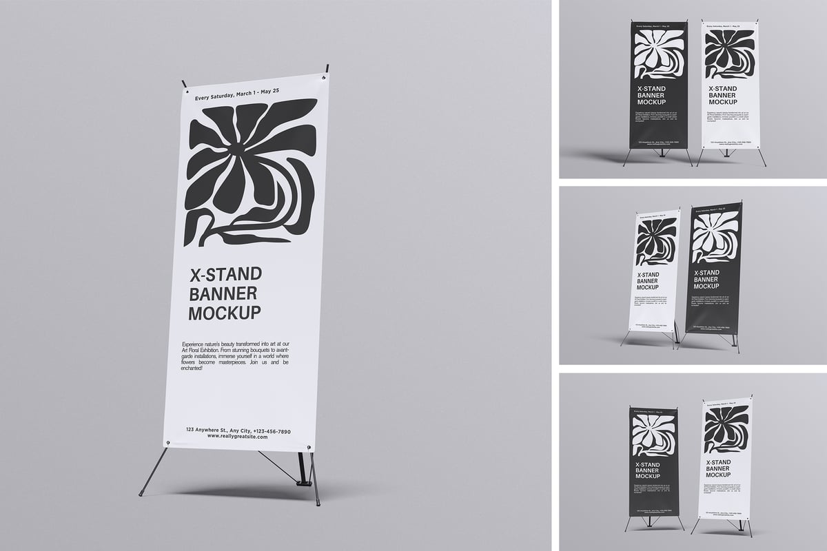 X展架横幅模型样机 (PSD,PDF)