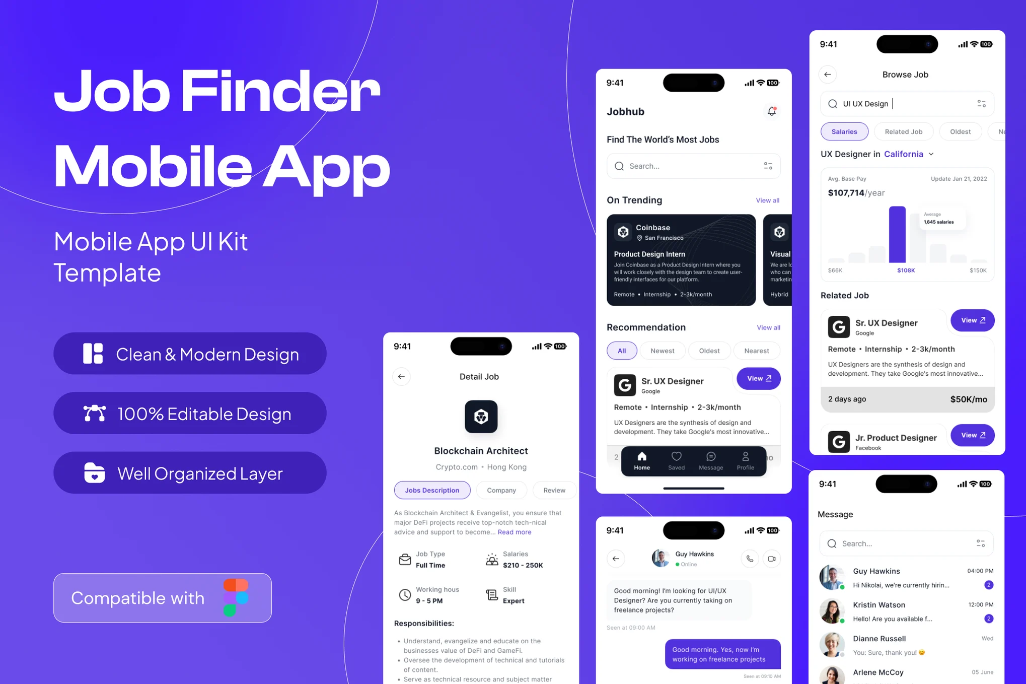 招聘找工作移动应用APP UI KIT ( FIG)