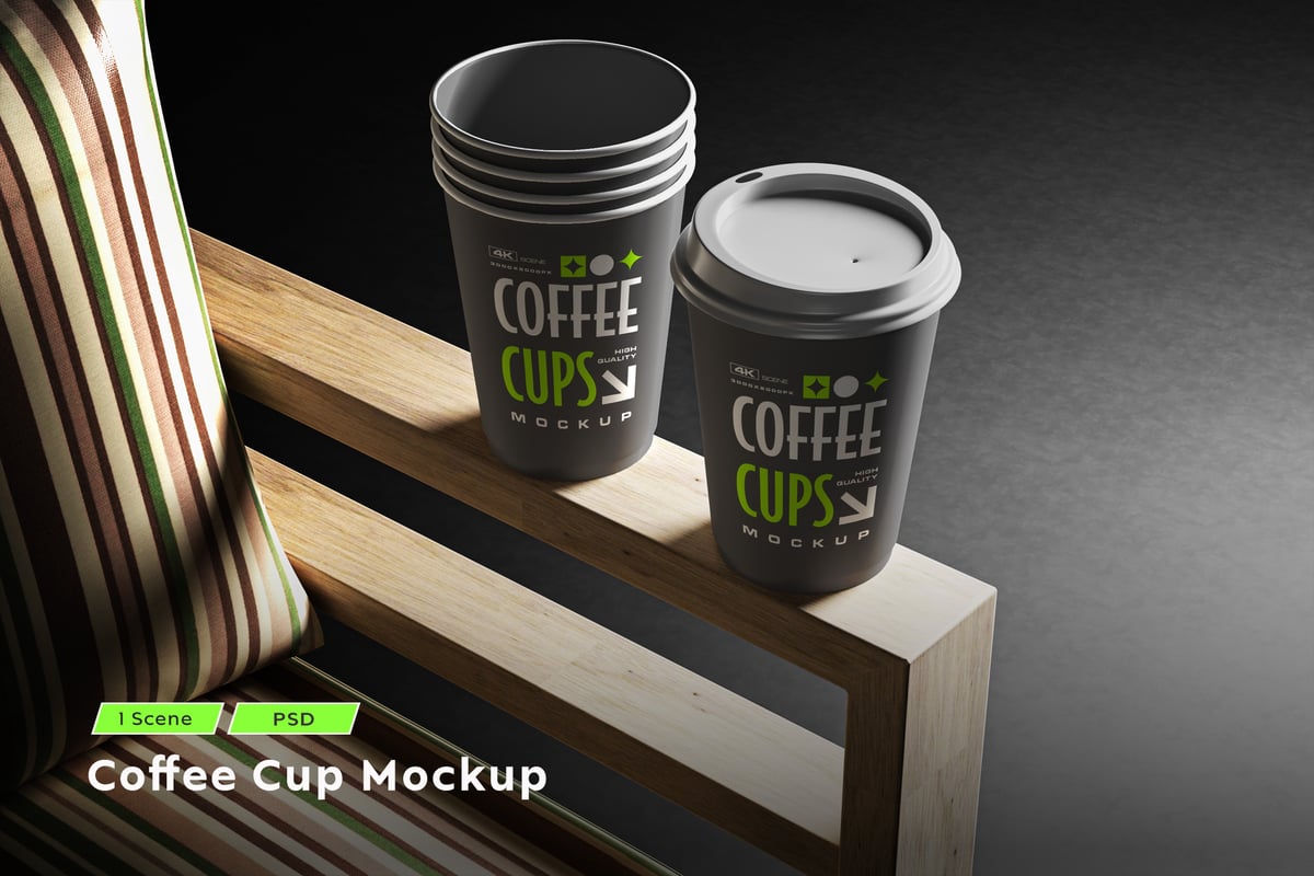 纸杯咖啡杯模型样机 (PSD)