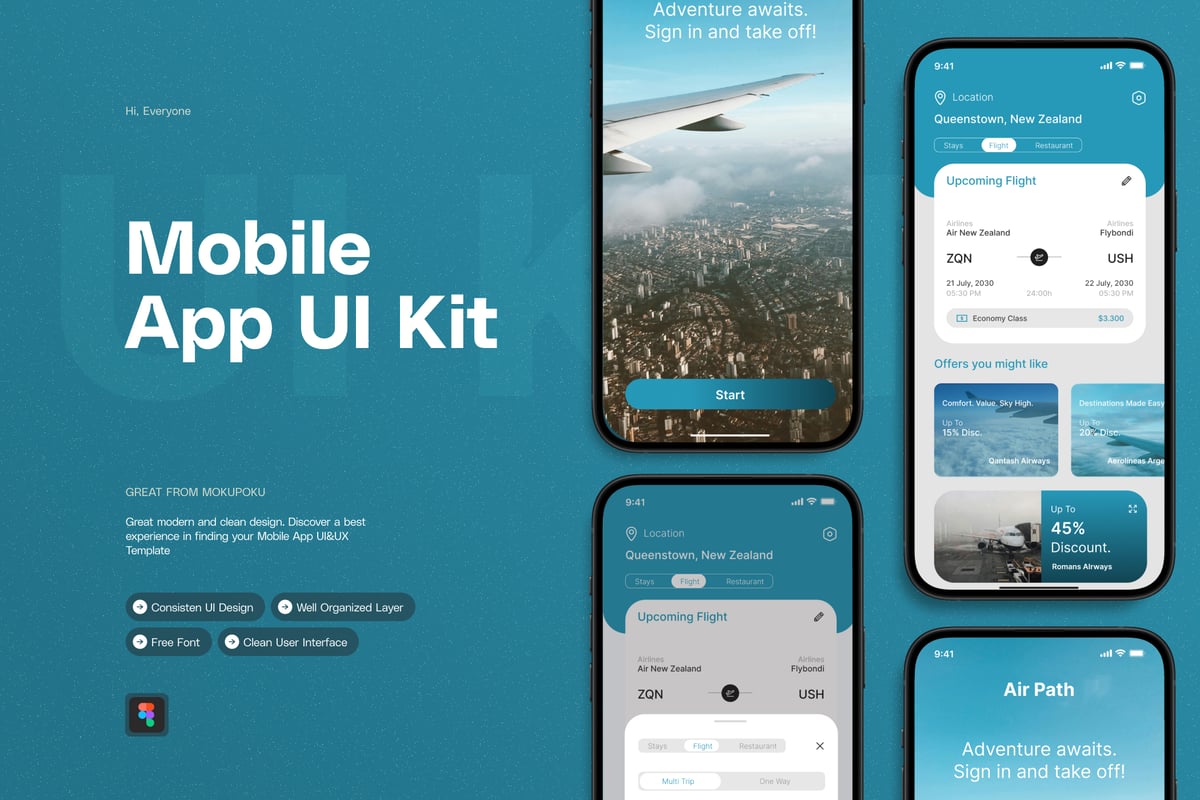航线路径 – 移动应用APP UI KIT (FIG)