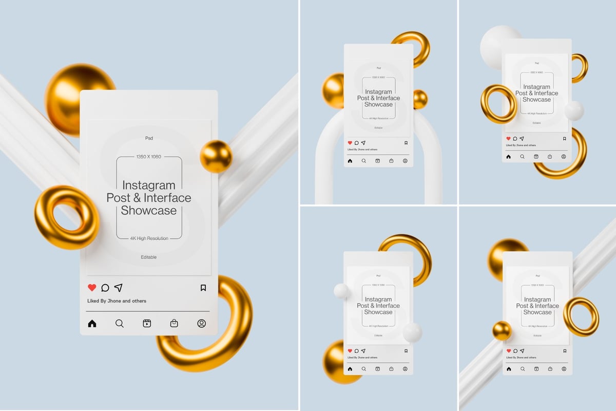 Instagram 文章内容模型集样机 (PSD)