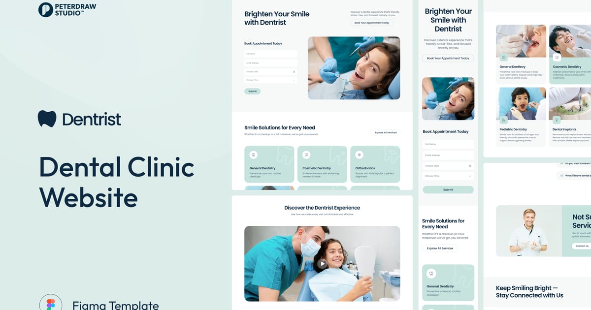牙医 – 牙科诊所网站 UI Figma 模板