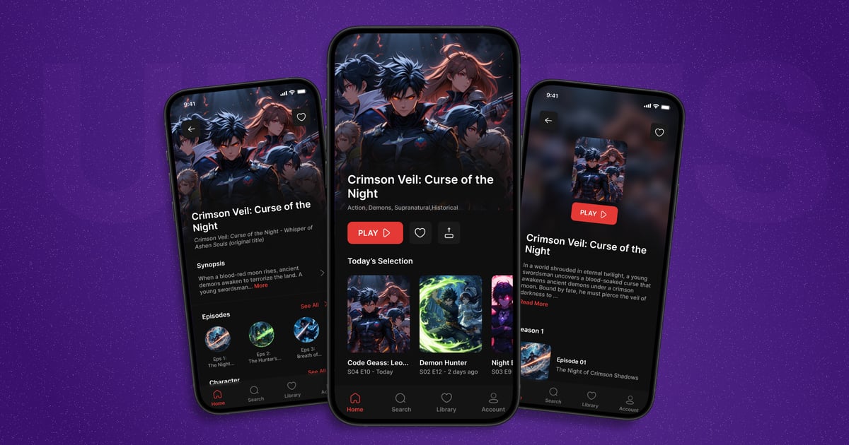 动漫流媒体 – 移动应用程序 UI 套件