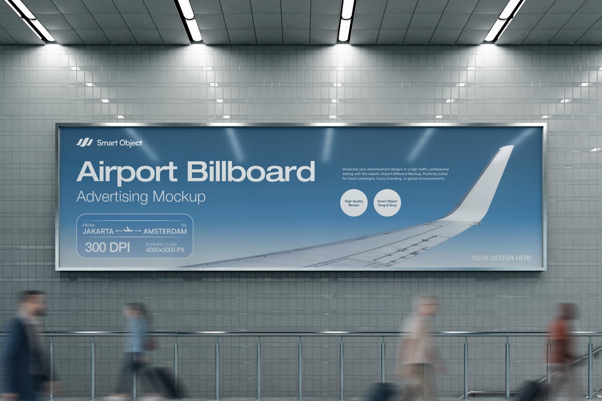 机场广告牌广告样机 (PSD)