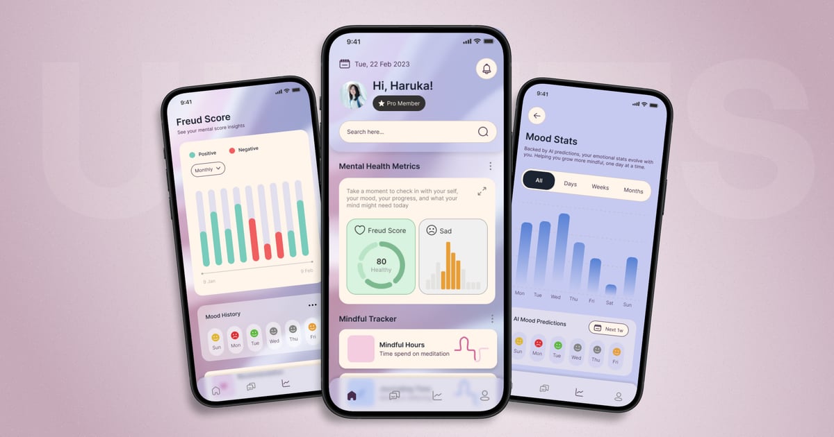 心理健康追踪器 – 移动应用程序 UI 套件