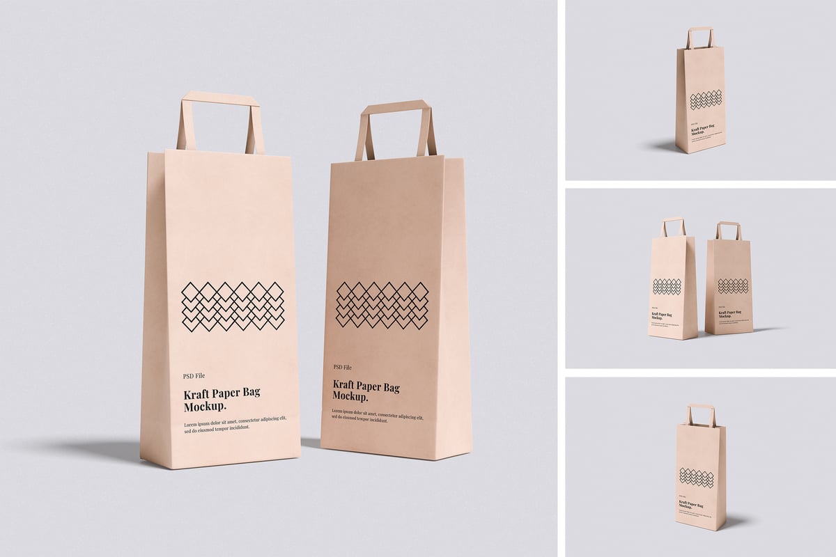 牛皮纸袋模型样机 (PSD,PDF)