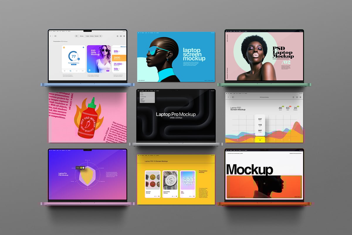 笔记本电脑模型-9 Macbook Pro 16样机 (PSD)