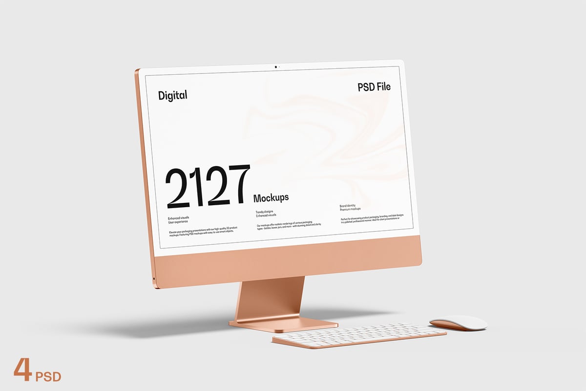 iMac 24英寸屏幕模型样机 (PSD)