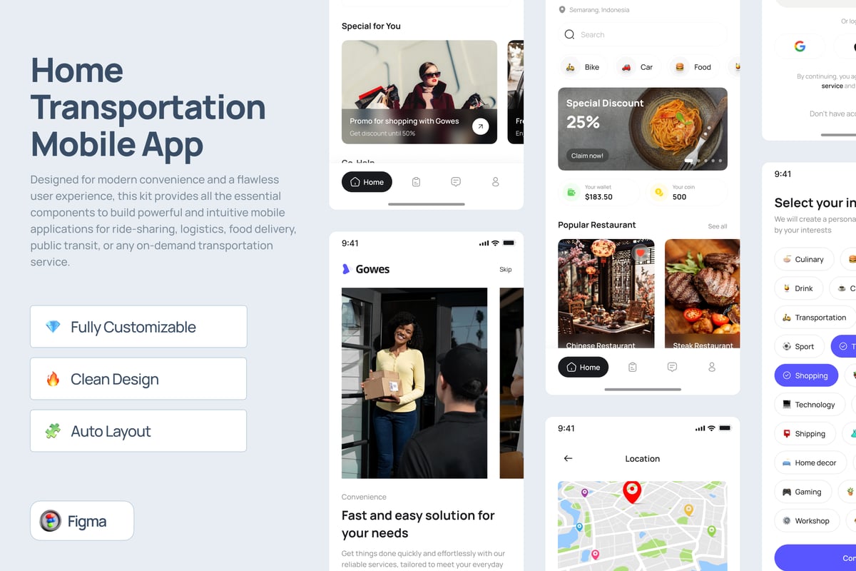 家庭运输移动应用APP UI KIT (FIG)