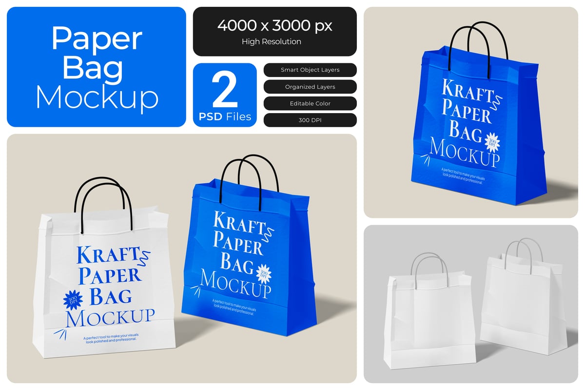 牛皮纸袋模型样机 (PSD)