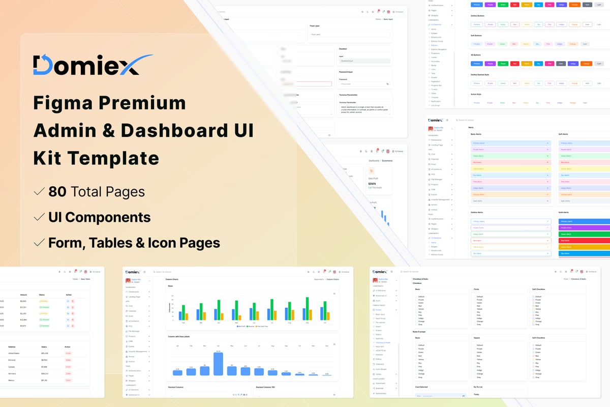 管理和仪表板UI网页模板 (FIG)