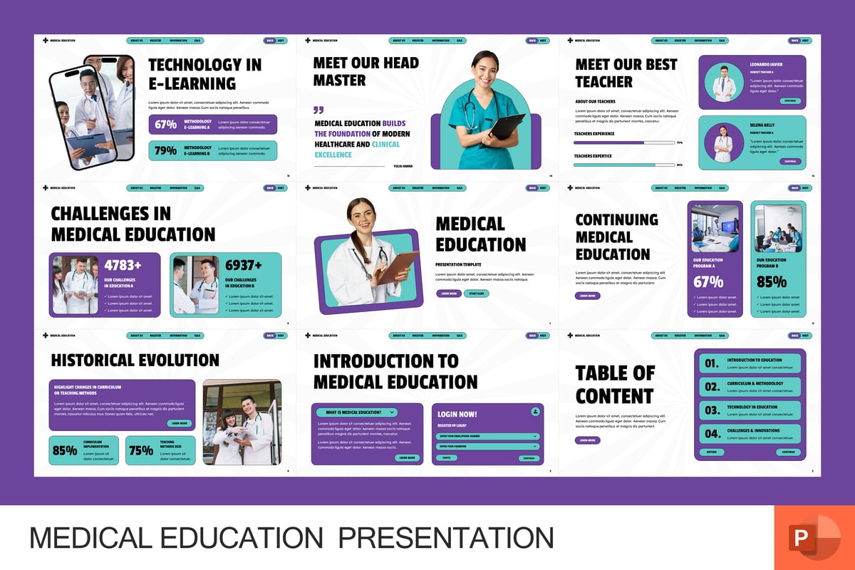医学教育PPT模板 (PPTX)