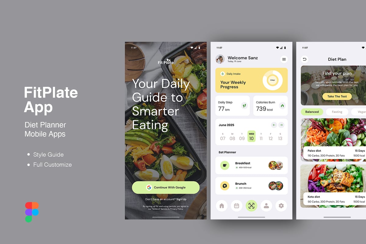 饮食计划移动应用APP UI KIT (FIG)
