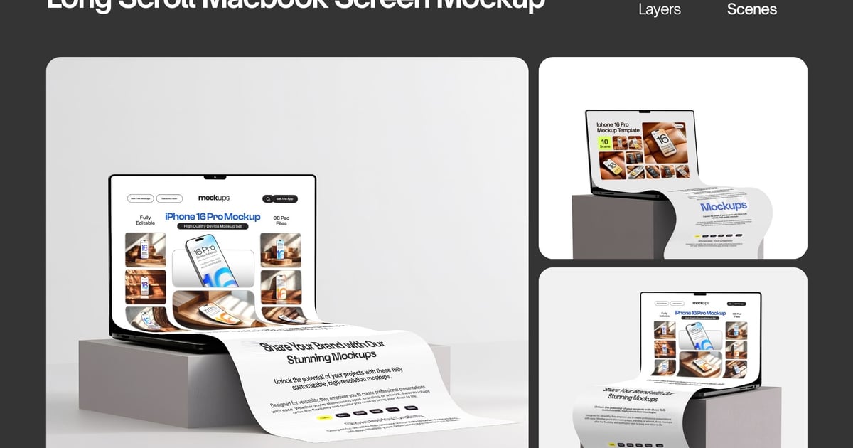 长卷轴扩展笔记本电脑屏幕模型集