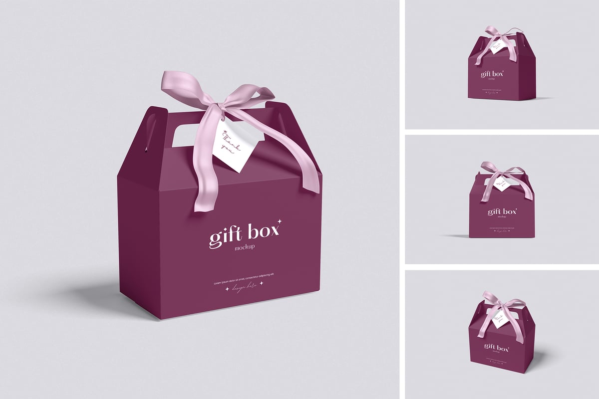 礼品盒模型样机 (PSD,PDF)