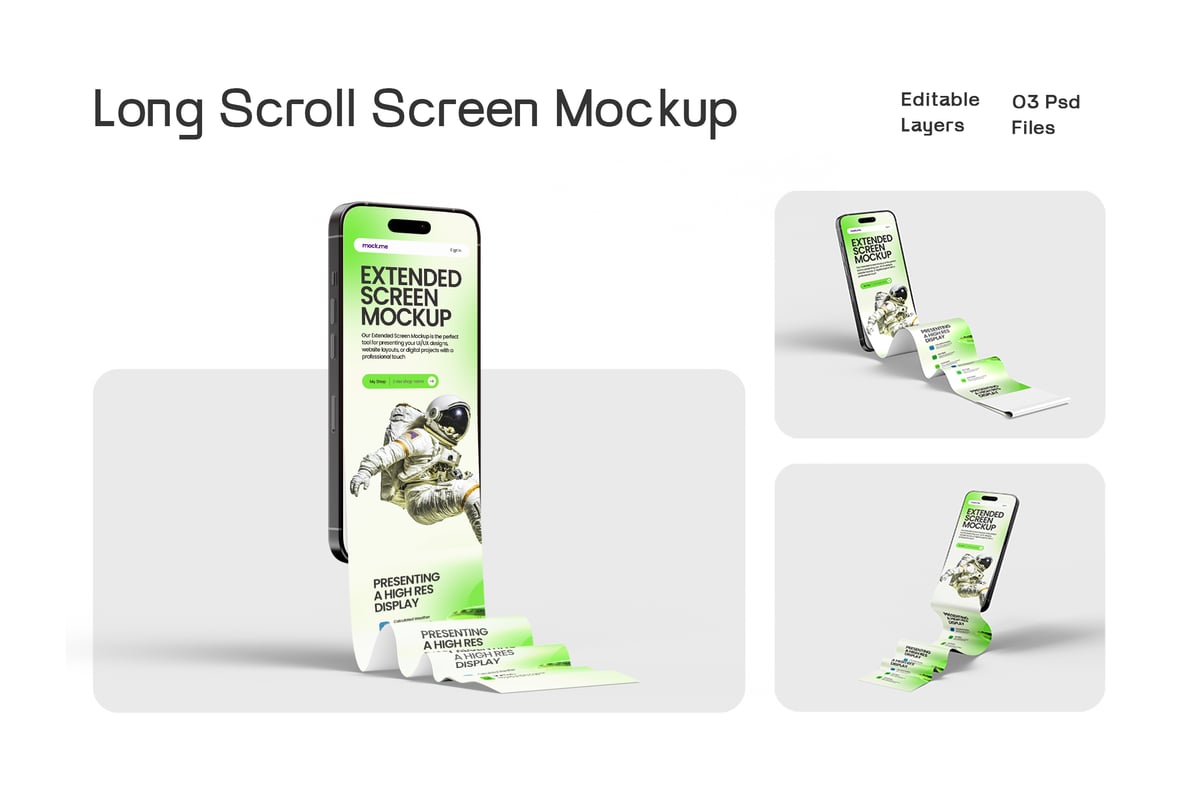 长卷轴扩展屏幕iPhone模型集样机 (PSD)