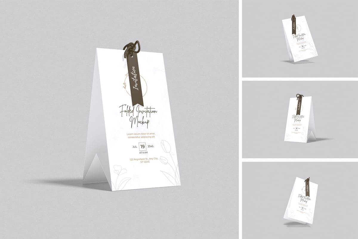 折叠邀请卡模型样机 (PSD,PDF)