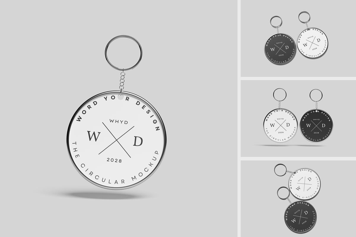 圆金金属钥匙链模型样机 (PSD,PDF)