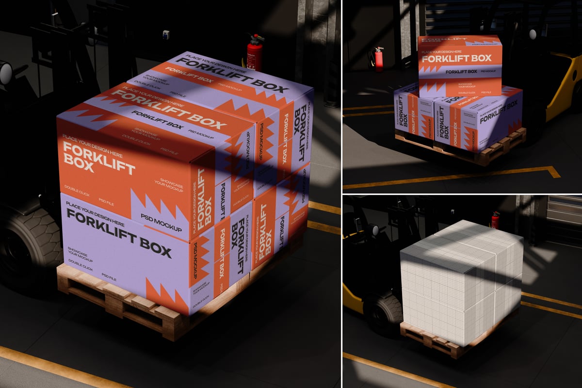 快递盒模型样机 (PSD)