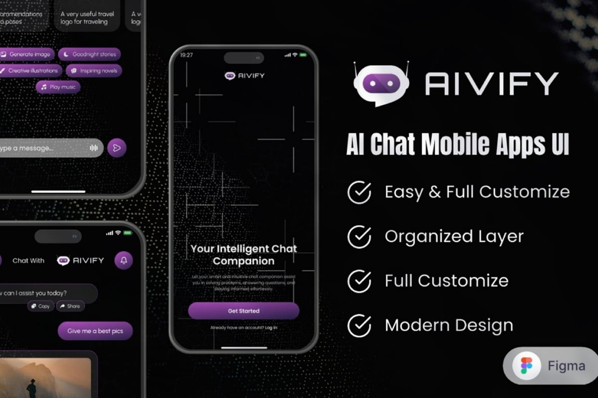 AI 聊天移动应用APP UI KIT (FIG)