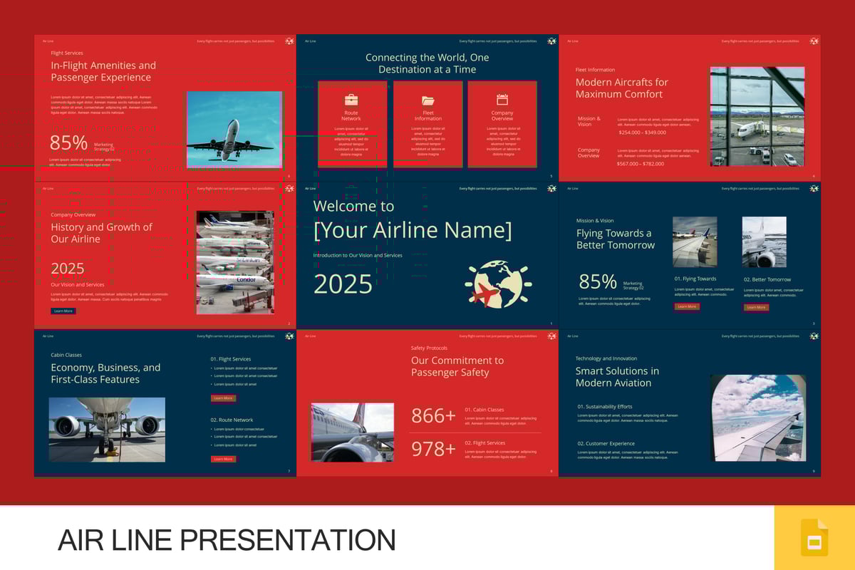航空公司PPT模板 (PPTX)