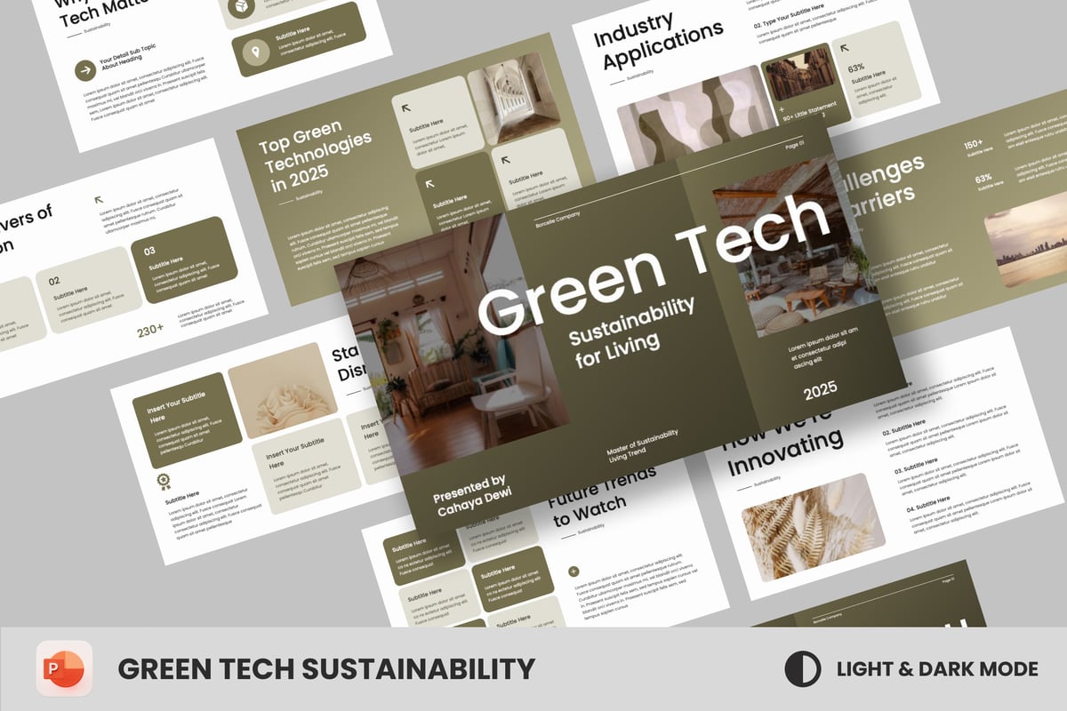 绿色技术专业房地产可持续性PPT模板 (PPTX)