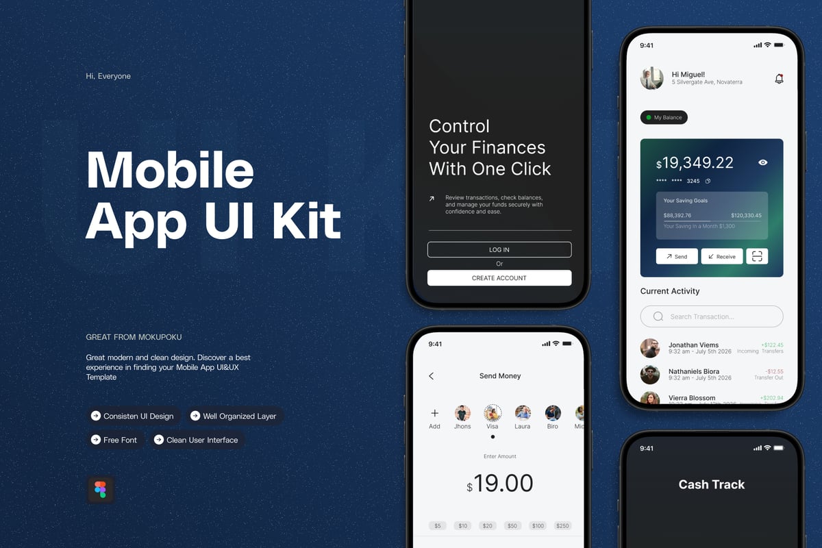 资金流水跟踪移动应用APP UI KIT (FIG)