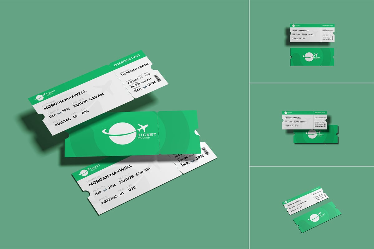 简单的门票模型样机 (PSD,JPG,PDF)