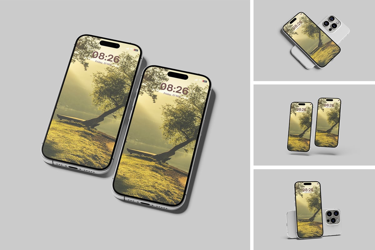 iPhone模型手机样机 (PSD,PDF)