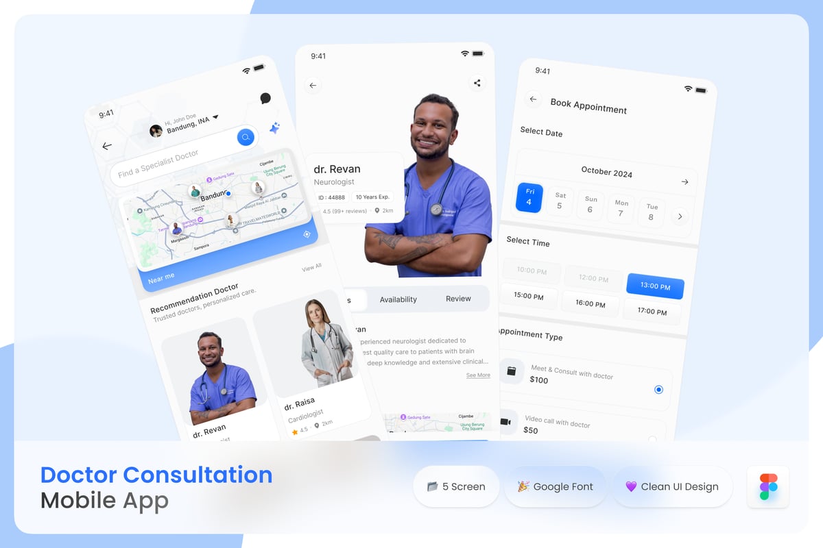 医生咨询 移动应用APP UI KIT (FIG)