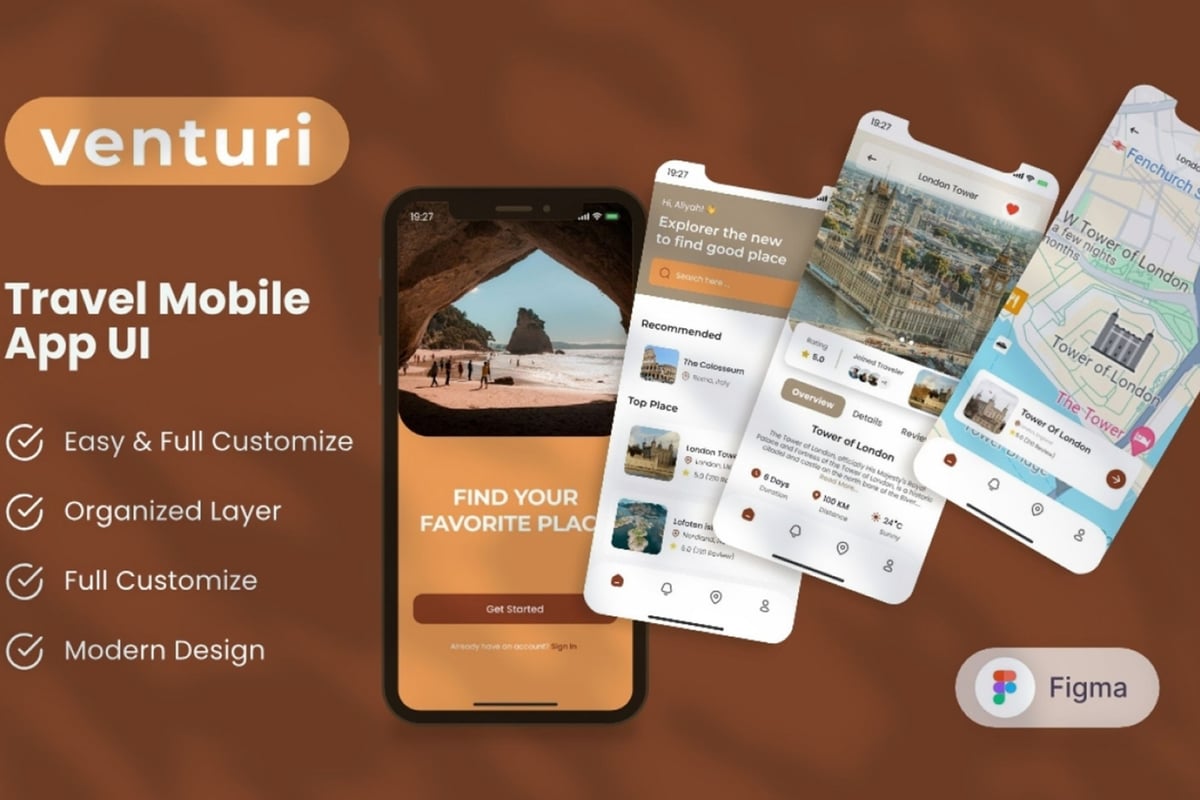 旅行移动应用APP UI KIT (FIG)