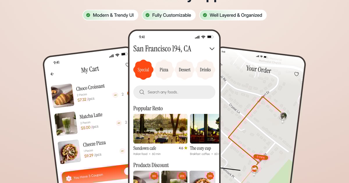 Tavero——食品配送应用程序用户界面