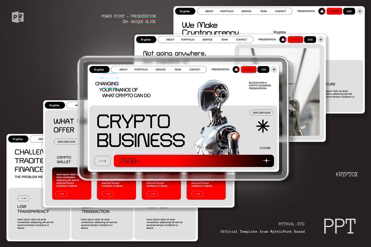 白色红加密业务演示文稿PPT模板 (PPTX,PPT)