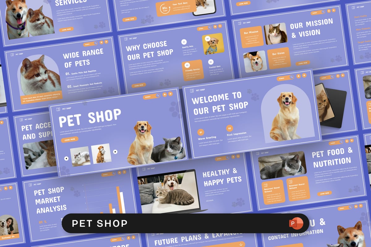 宠物店PPT模板 (PPTX)