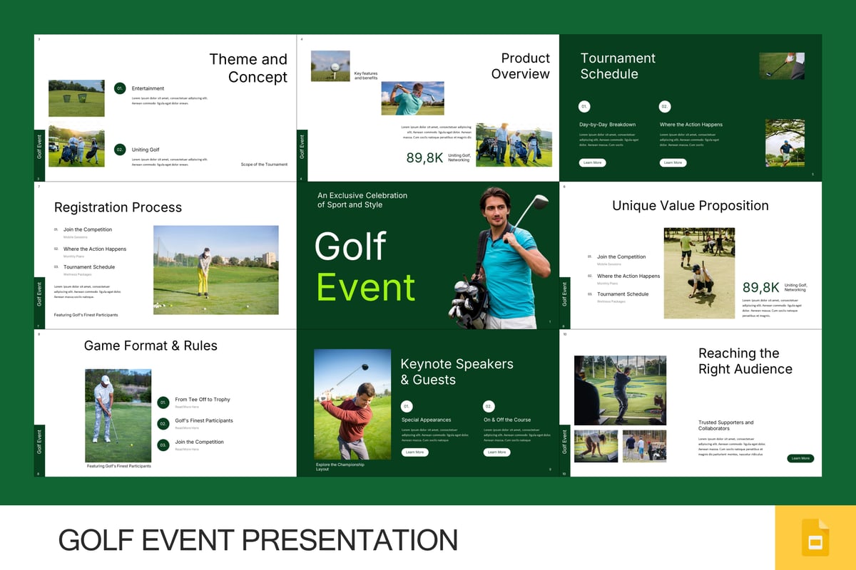 高尔夫活动PPT模板 (PPTX)
